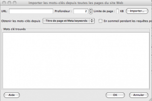 importer les mots clés depuis un site Web