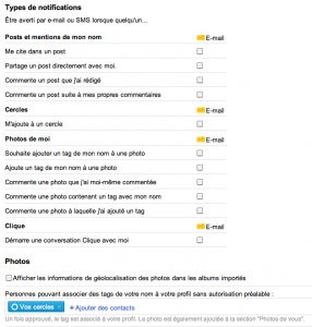 Désactivation des notifications Google +